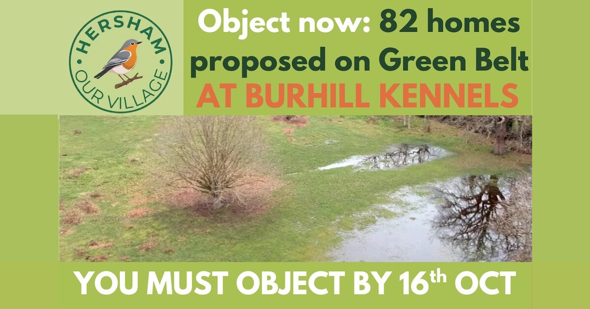 Object now: 82 homes proposed on Green Belt at Burhill Kennels. You must object by 16th October.